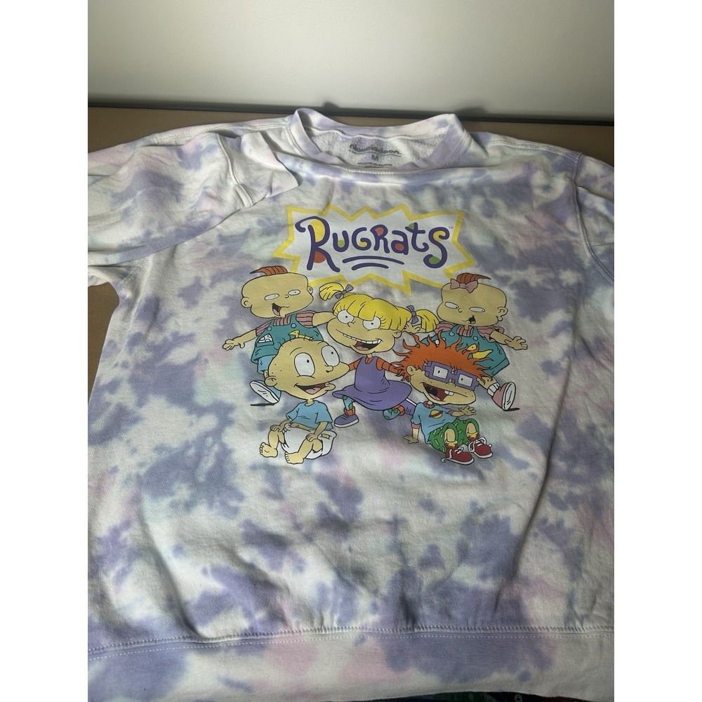 NICKELODEON Rugrats Sweatshirt Womans M Purple Tie Dye Cartoon Long Sleeve